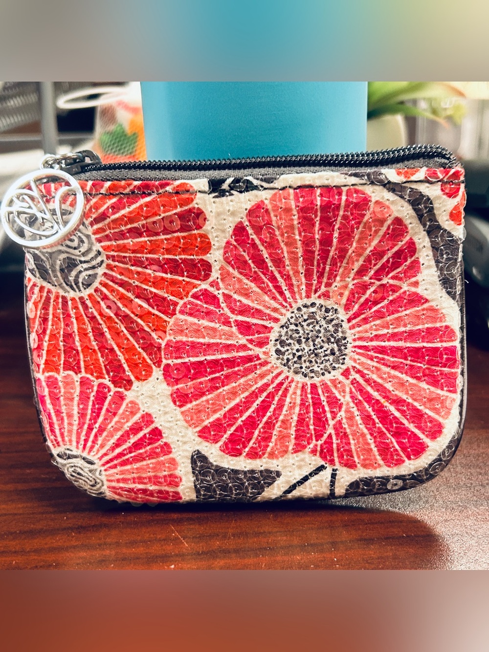 VERA BRADLEY SHIMMER COIN, PURSE, CHERRY BLOSSOMS NWOT